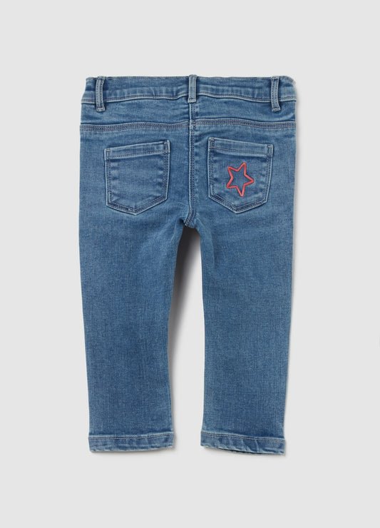 Jeans with multicoloured stars embroidery