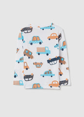 T-Shirt With Long Sleeves And Small Cars Print