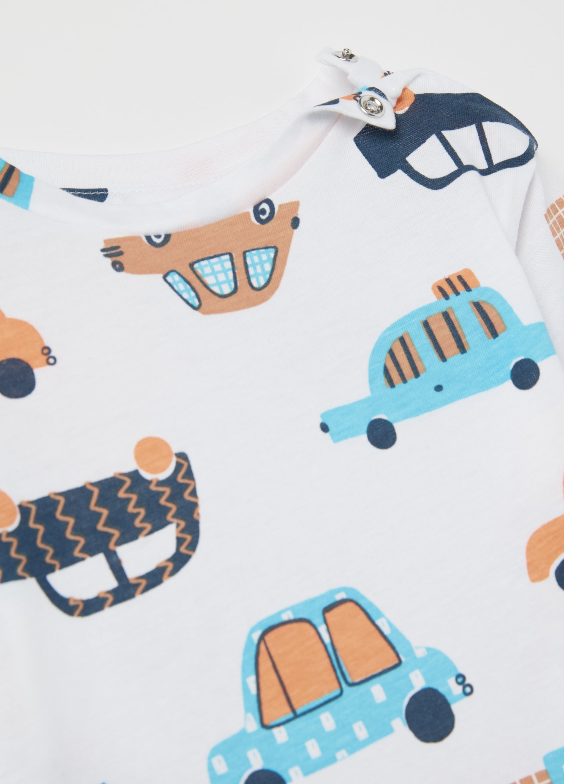 T-Shirt With Long Sleeves And Small Cars Print