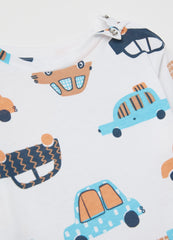 T-Shirt With Long Sleeves And Small Cars Print