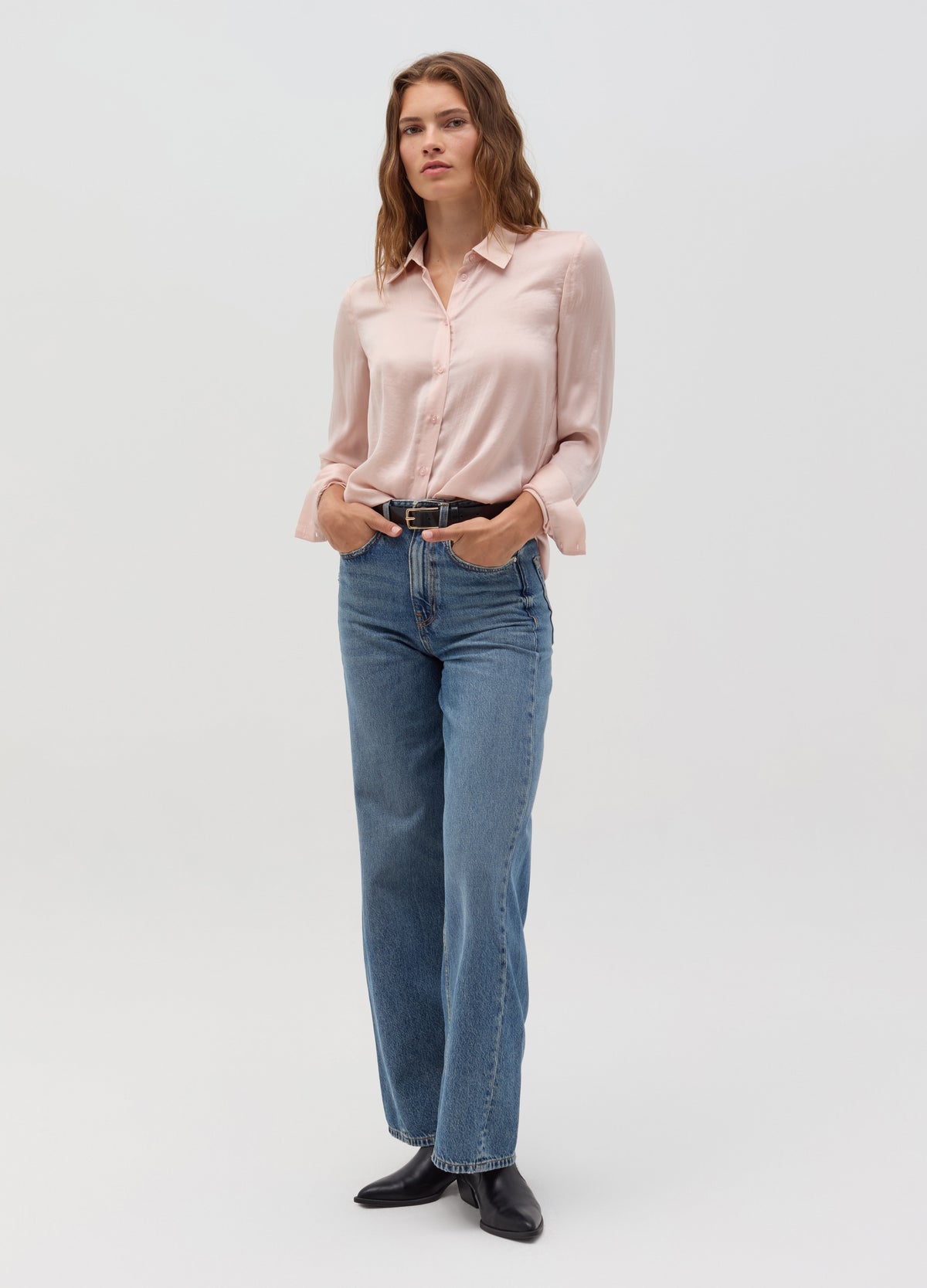 Ovs Solid Colour Satin Shirt