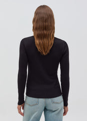 Thin Ribbed T-Shirt With V Neck