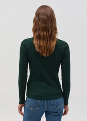 Thin Ribbed T-Shirt With V Neck