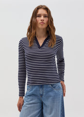 Long-Sleeved T-Shirt With Polo Neck