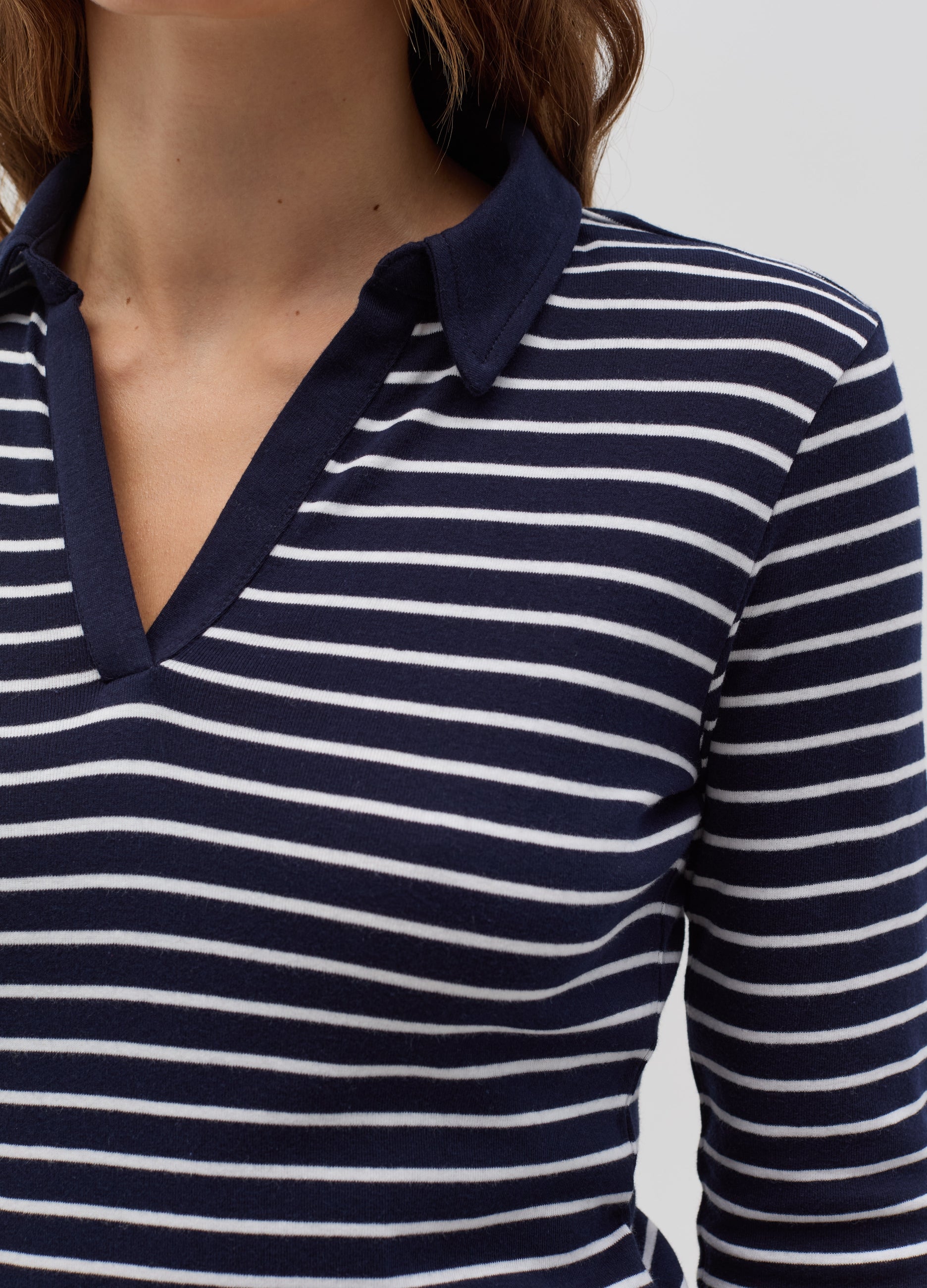 Long-Sleeved T-Shirt With Polo Neck
