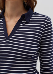 Long-Sleeved T-Shirt With Polo Neck