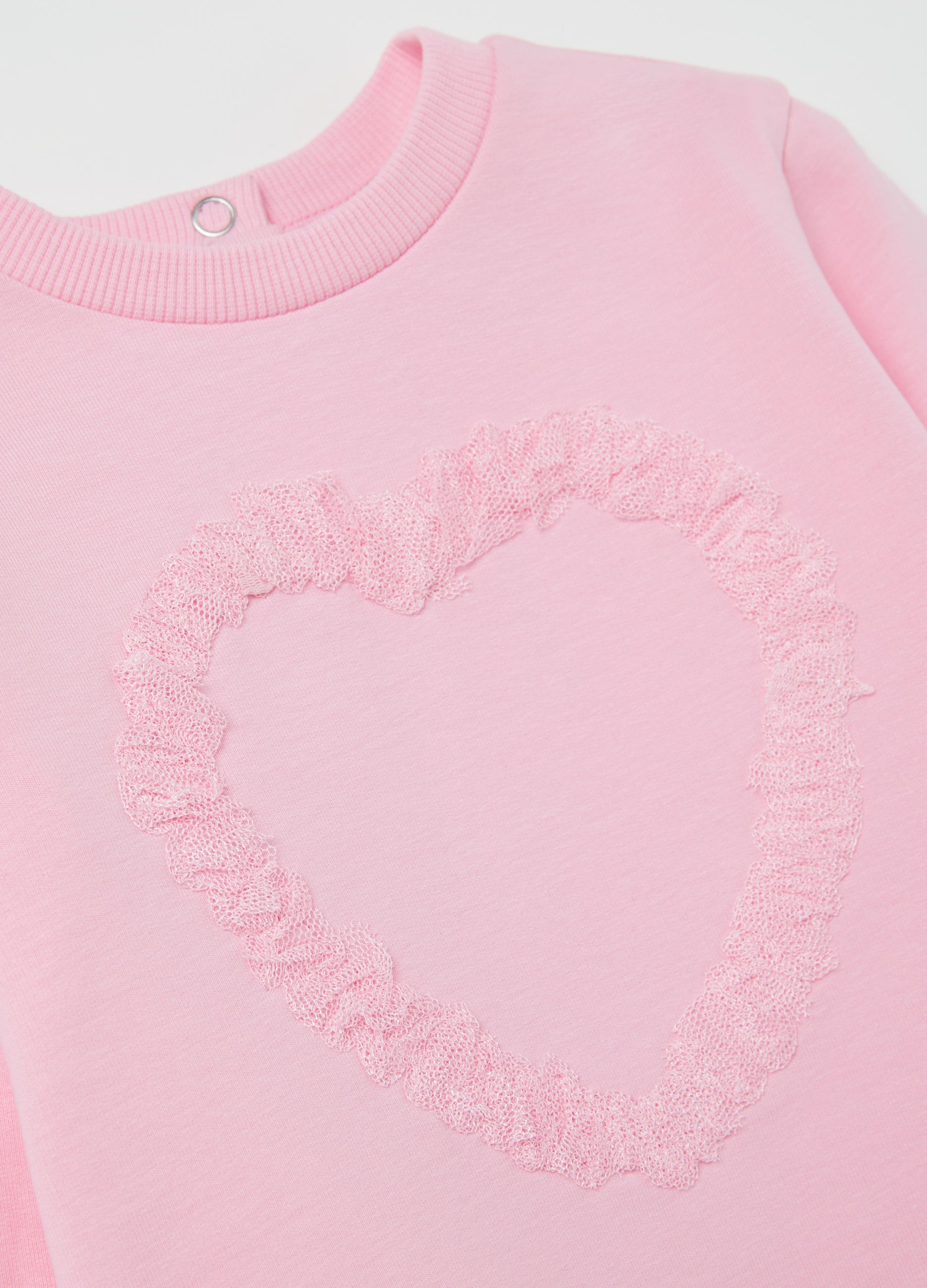 French Terry Sweatshirt With Tulle Heart