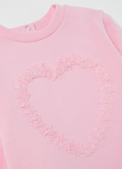 French Terry Sweatshirt With Tulle Heart