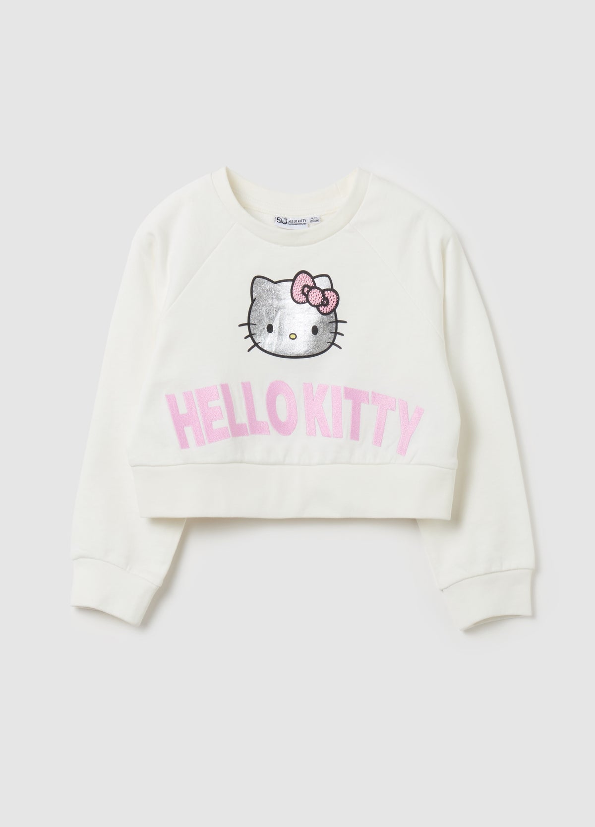 Cropped-Fit Sweatshirt With Hello Kitty Print