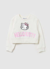 Cropped-Fit Sweatshirt With Hello Kitty Print