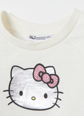 Cropped-Fit Sweatshirt With Hello Kitty Print
