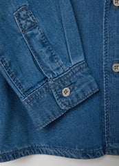 Ovs Shirt In Denim With Tiger And Lettering Print