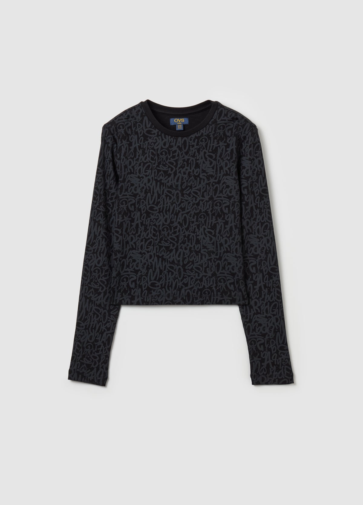 T-Shirt With Printed Lettering And Long Sleeves