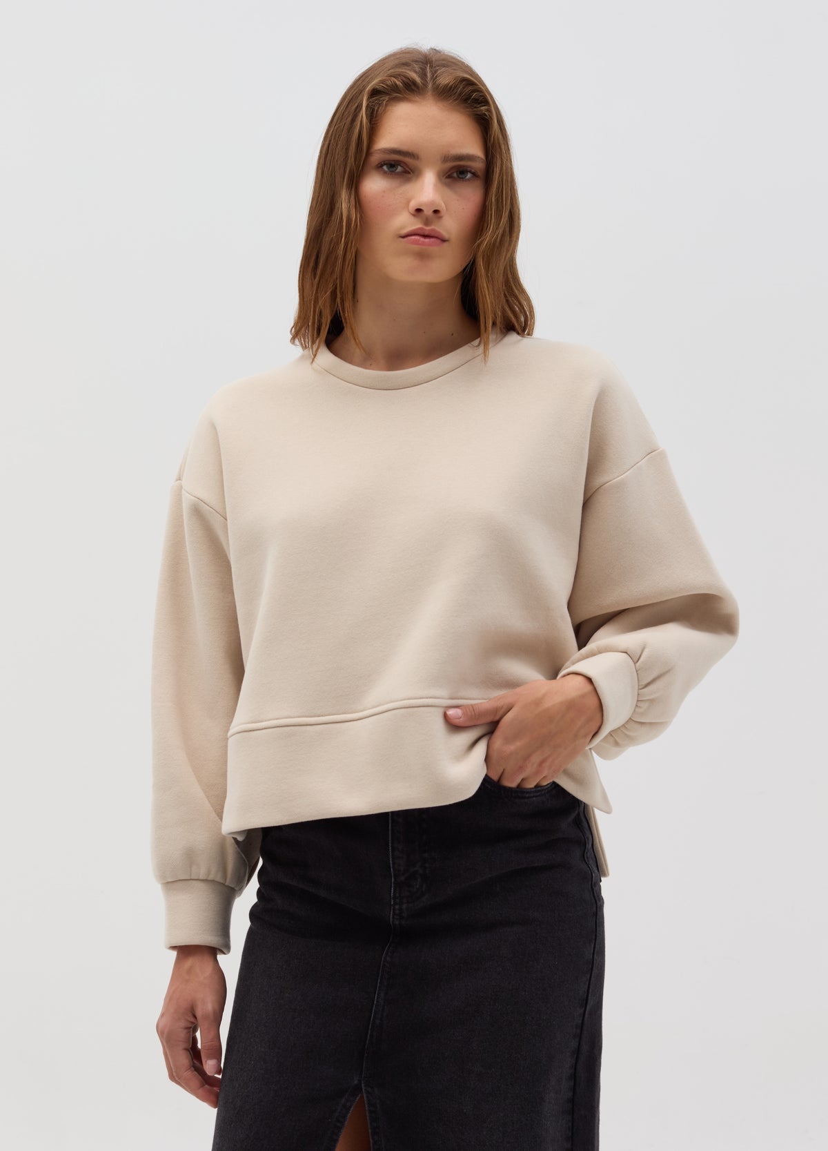 Ovs Solid Colour Sweatshirt With Round Neck