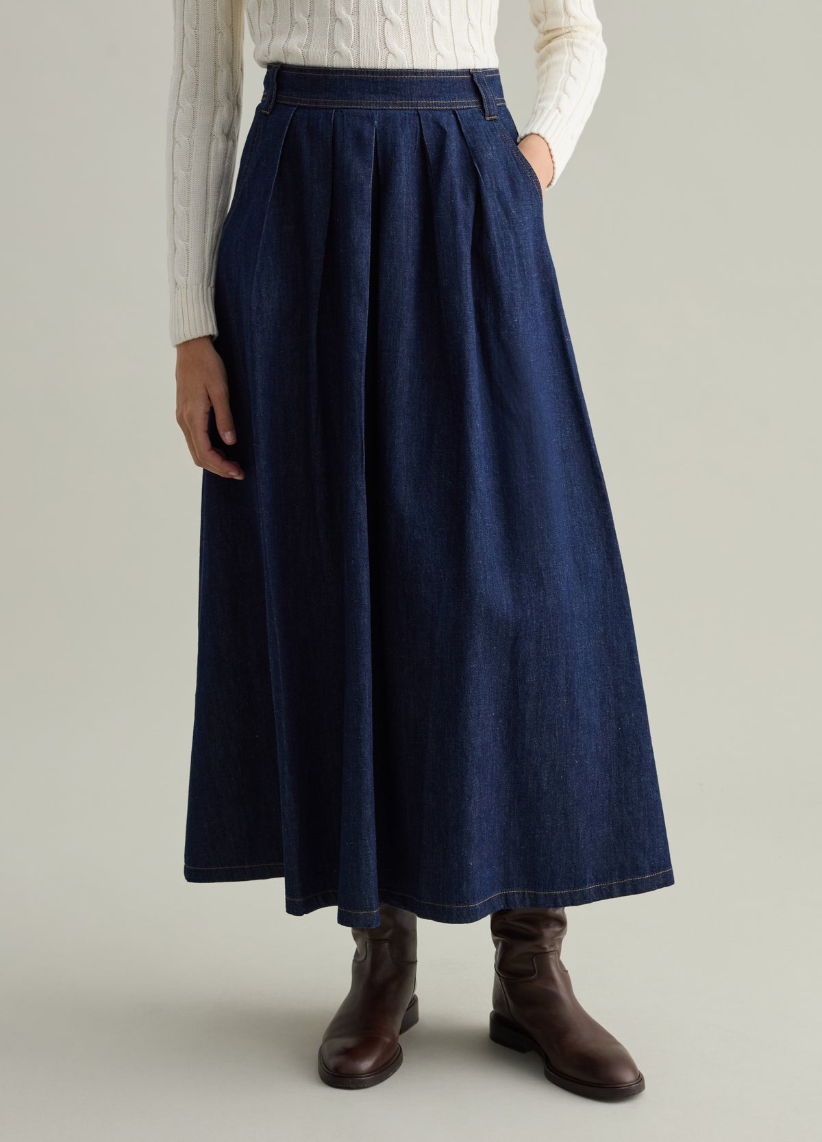 Long Full Skirt In Denim