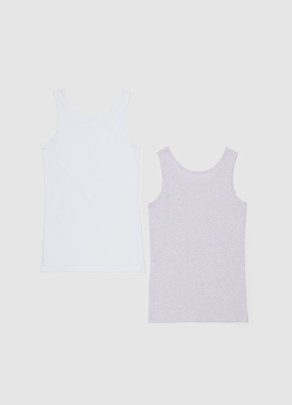 Ovs Two-Pack Organic Cotton Vests With Round Neck
