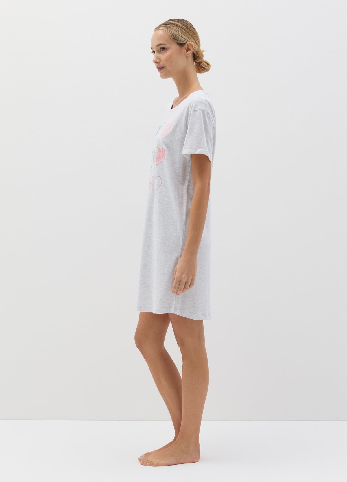 Ovs Short Nightdress With Hearts Print