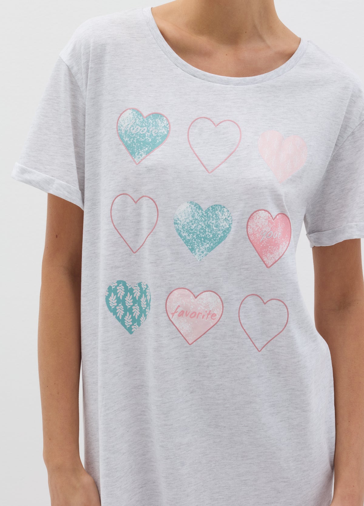 Ovs Short Nightdress With Hearts Print