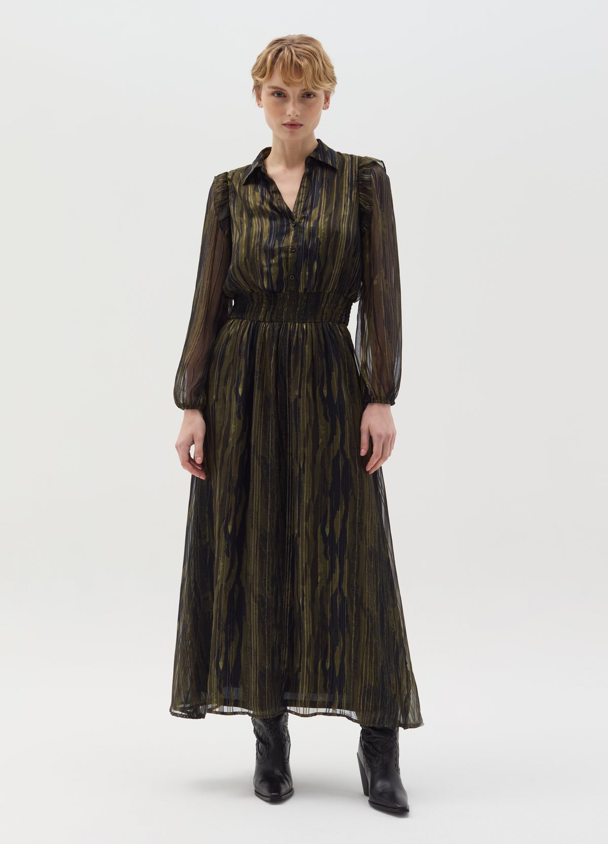 Long Shirt Dress In Striped Fil Coupã©