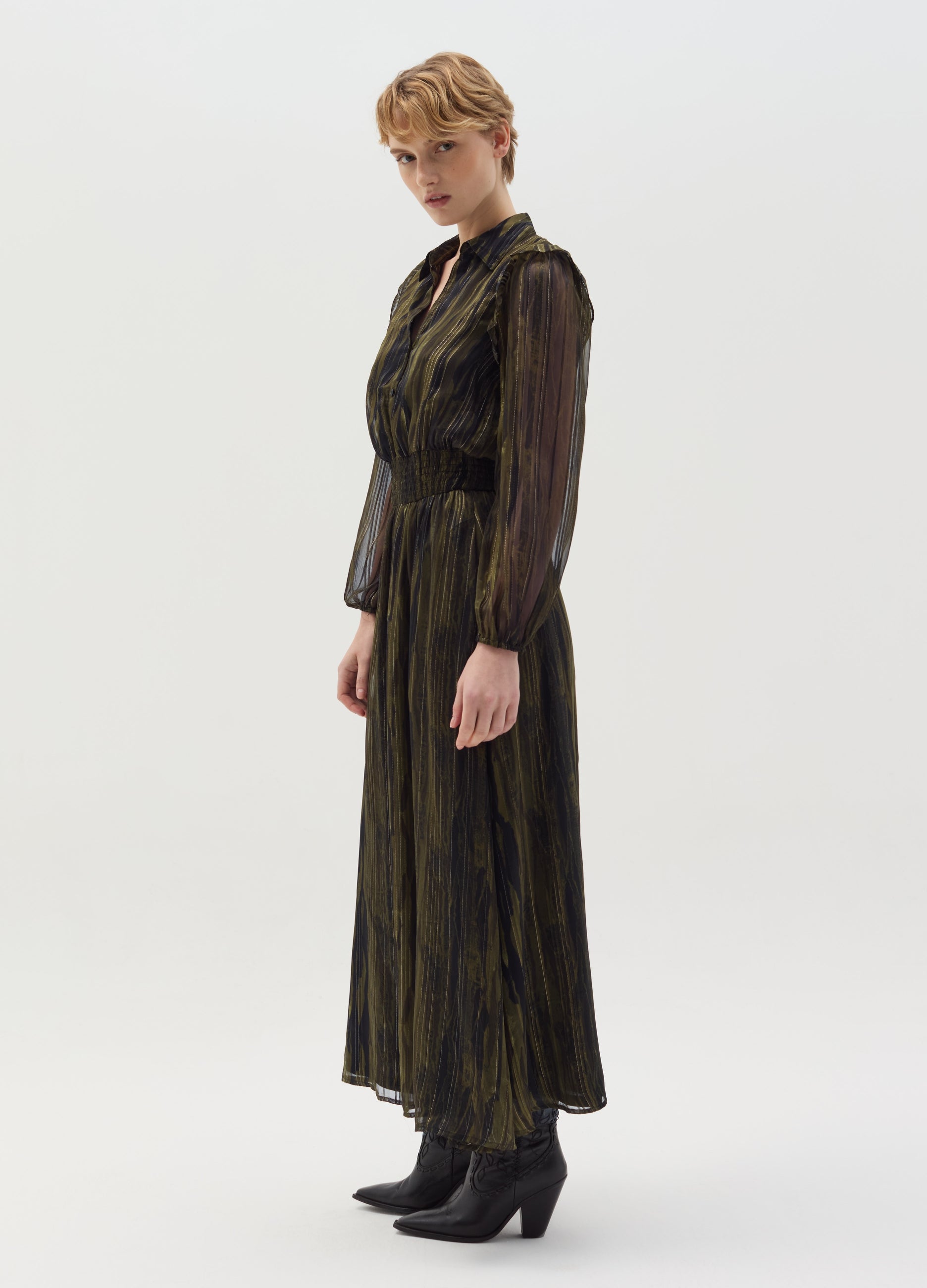Long Shirt Dress In Striped Fil Coupã©