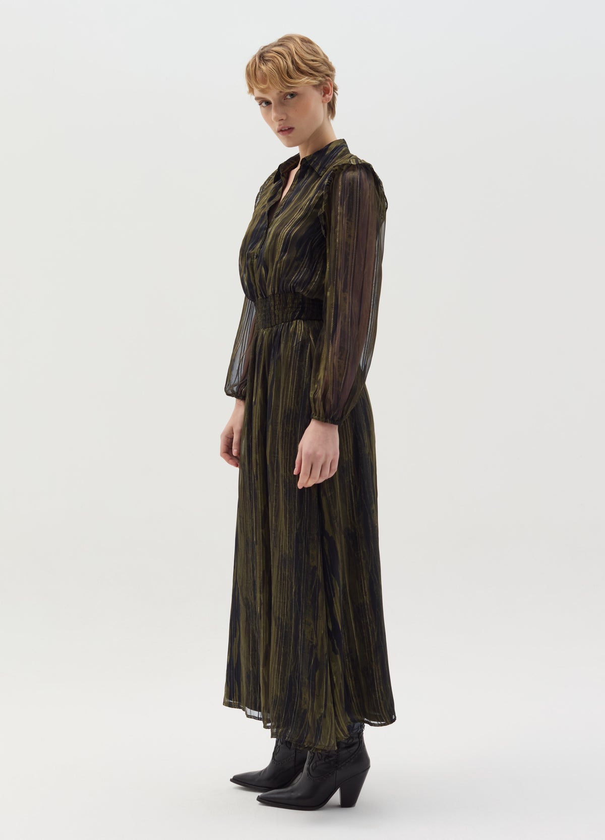 Long Shirt Dress In Striped Fil Coupã©