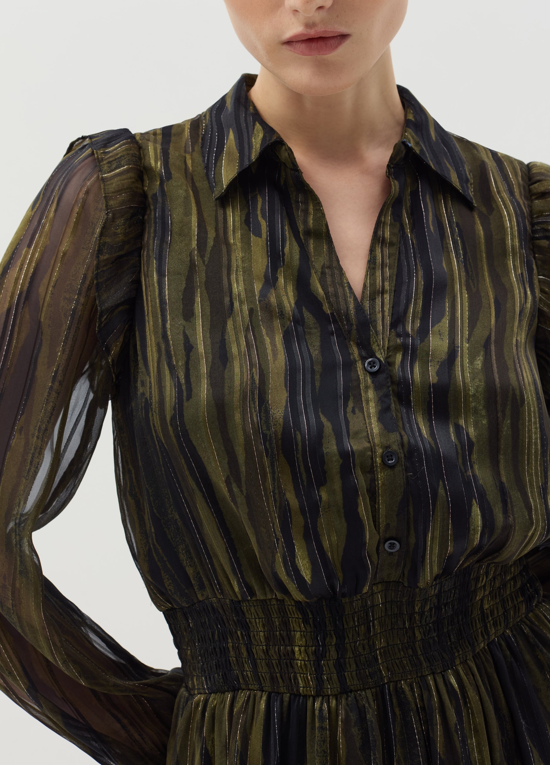 Long Shirt Dress In Striped Fil Coupã©