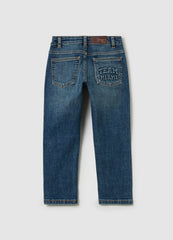 Ovs Straight-Fit Jeans With Abrasions And Print