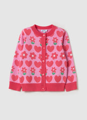 Ovs Cardigan With All-Over Hearts And Flowers Design