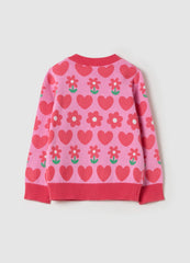 Ovs Cardigan With All-Over Hearts And Flowers Design