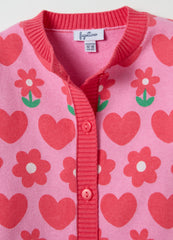 Ovs Cardigan With All-Over Hearts And Flowers Design