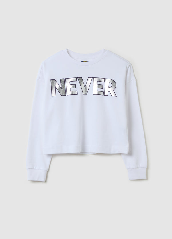 Ovs Cropped Sweatshirt With Foil Print