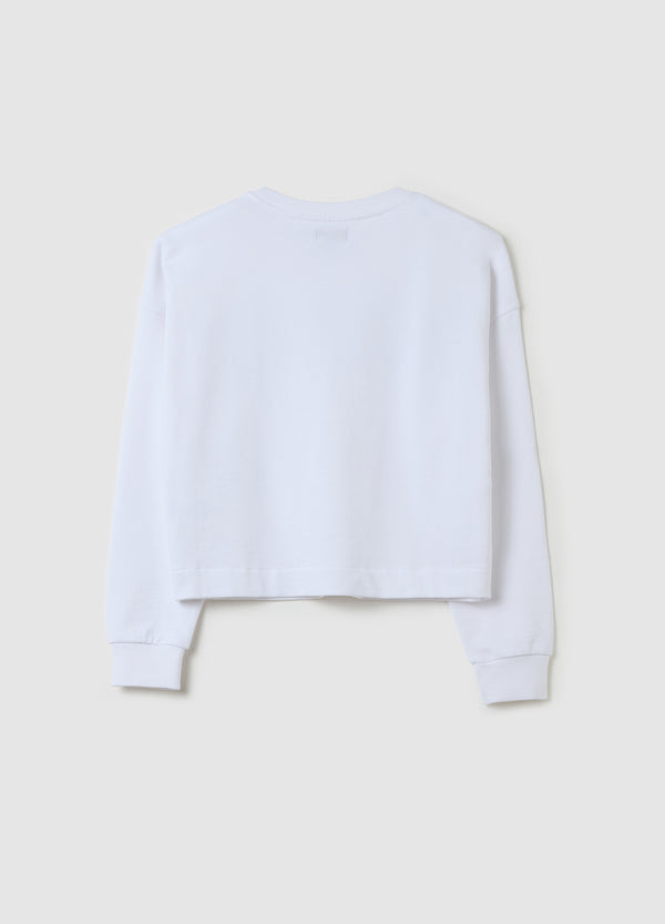 Ovs Cropped Sweatshirt With Foil Print