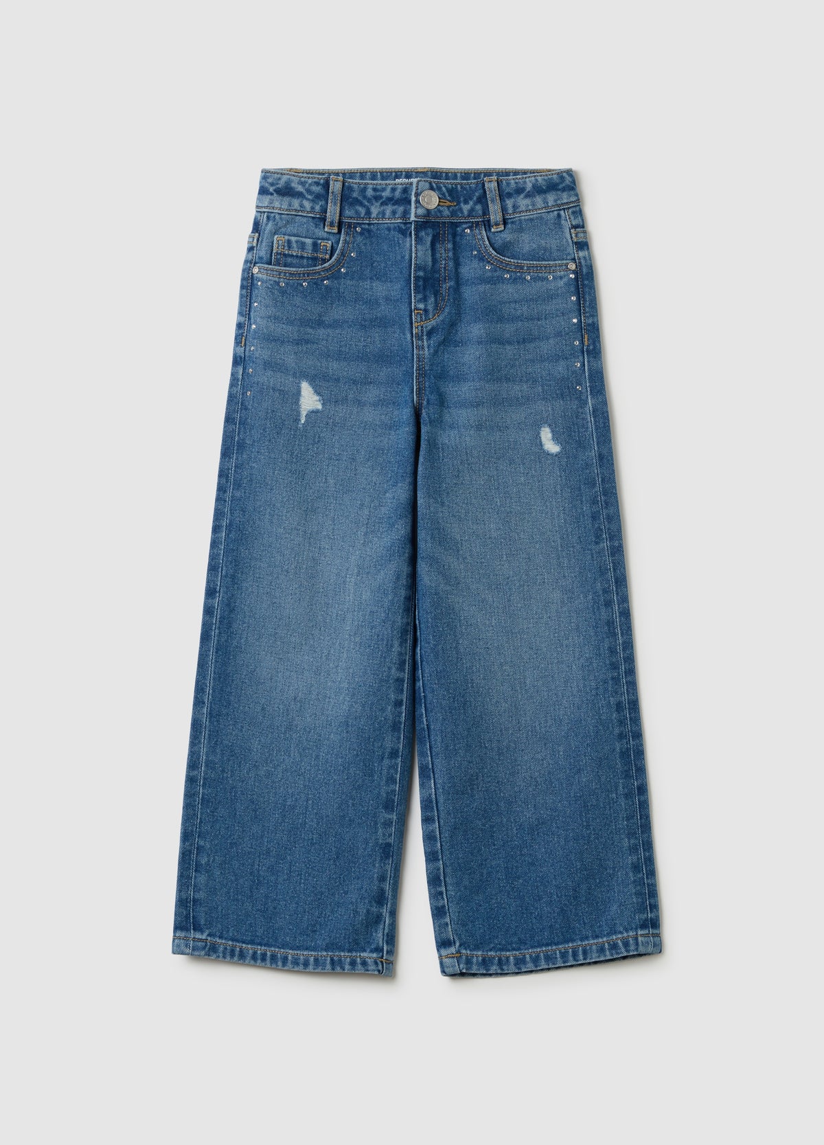 Ovs Culotte Jeans With Studs And Abrasions