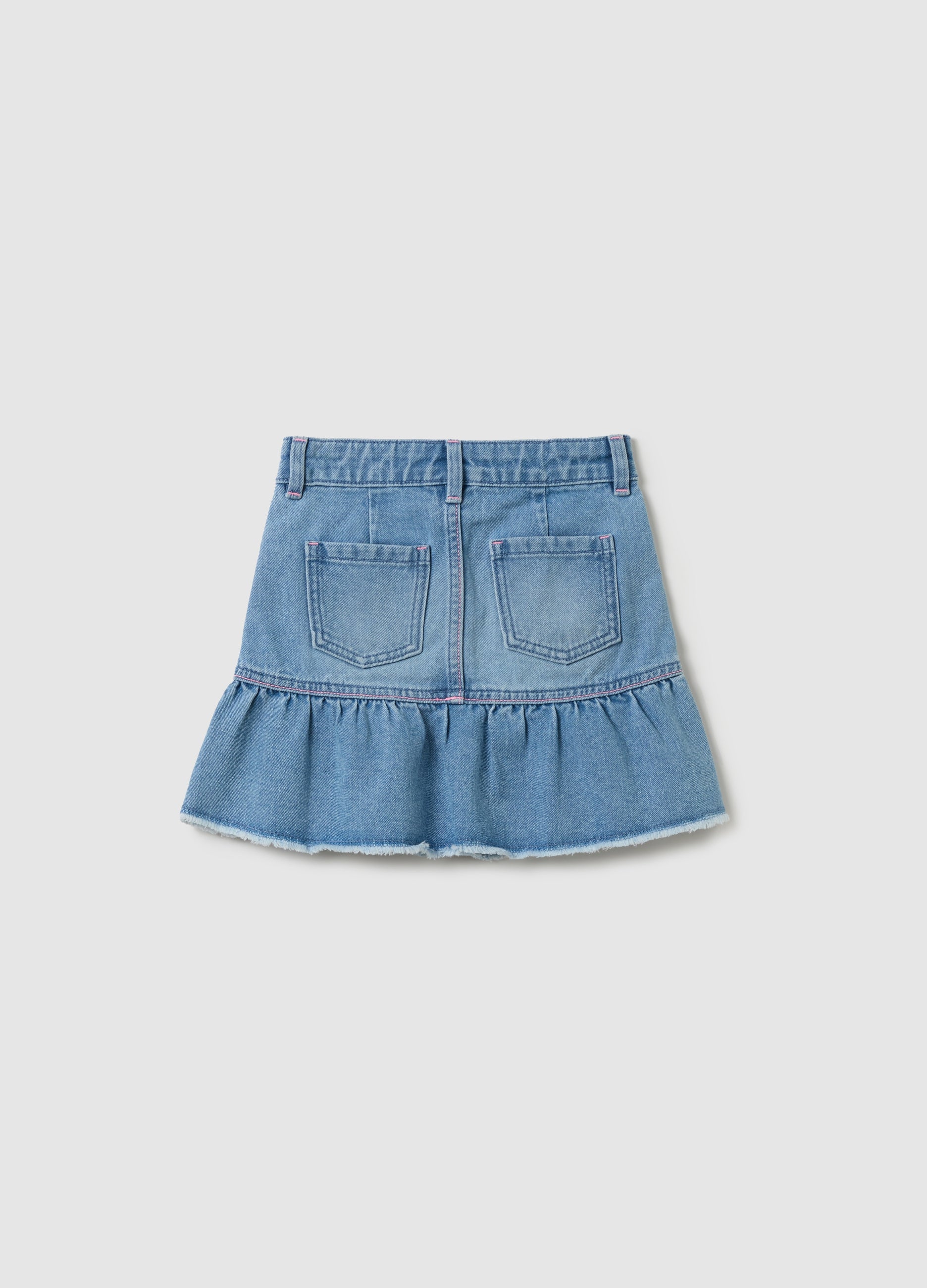 Ovs Denim Skirt With Flounce And Minnie Mouse Patch