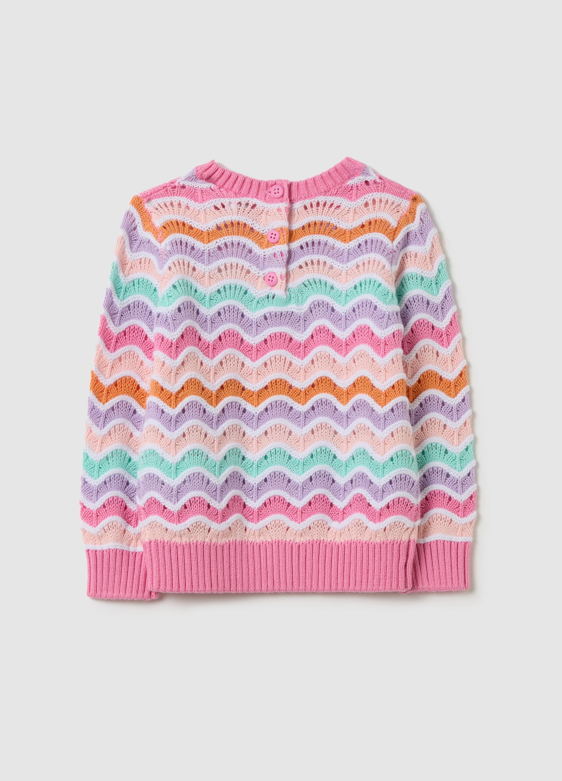 Ovs Cotton Pullover With Openwork Design