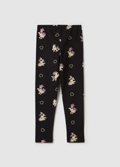 Ovs Stretch Cotton Leggings With Glitter Print