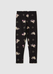 Ovs Stretch Cotton Leggings With Glitter Print