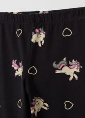 Ovs Stretch Cotton Leggings With Glitter Print