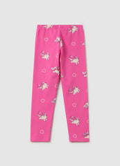 Ovs Stretch Cotton Leggings With Glitter Print