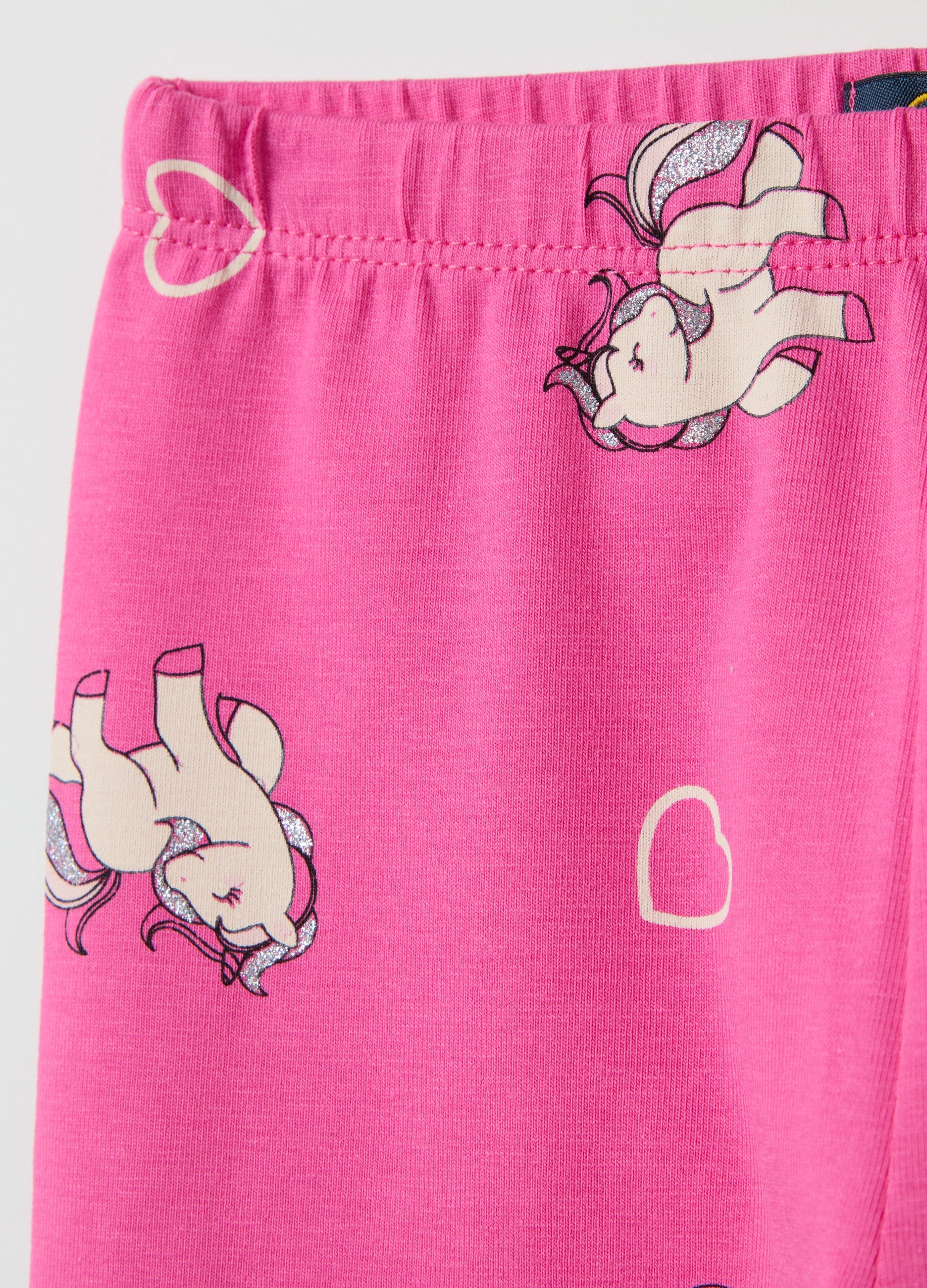 Ovs Stretch Cotton Leggings With Glitter Print