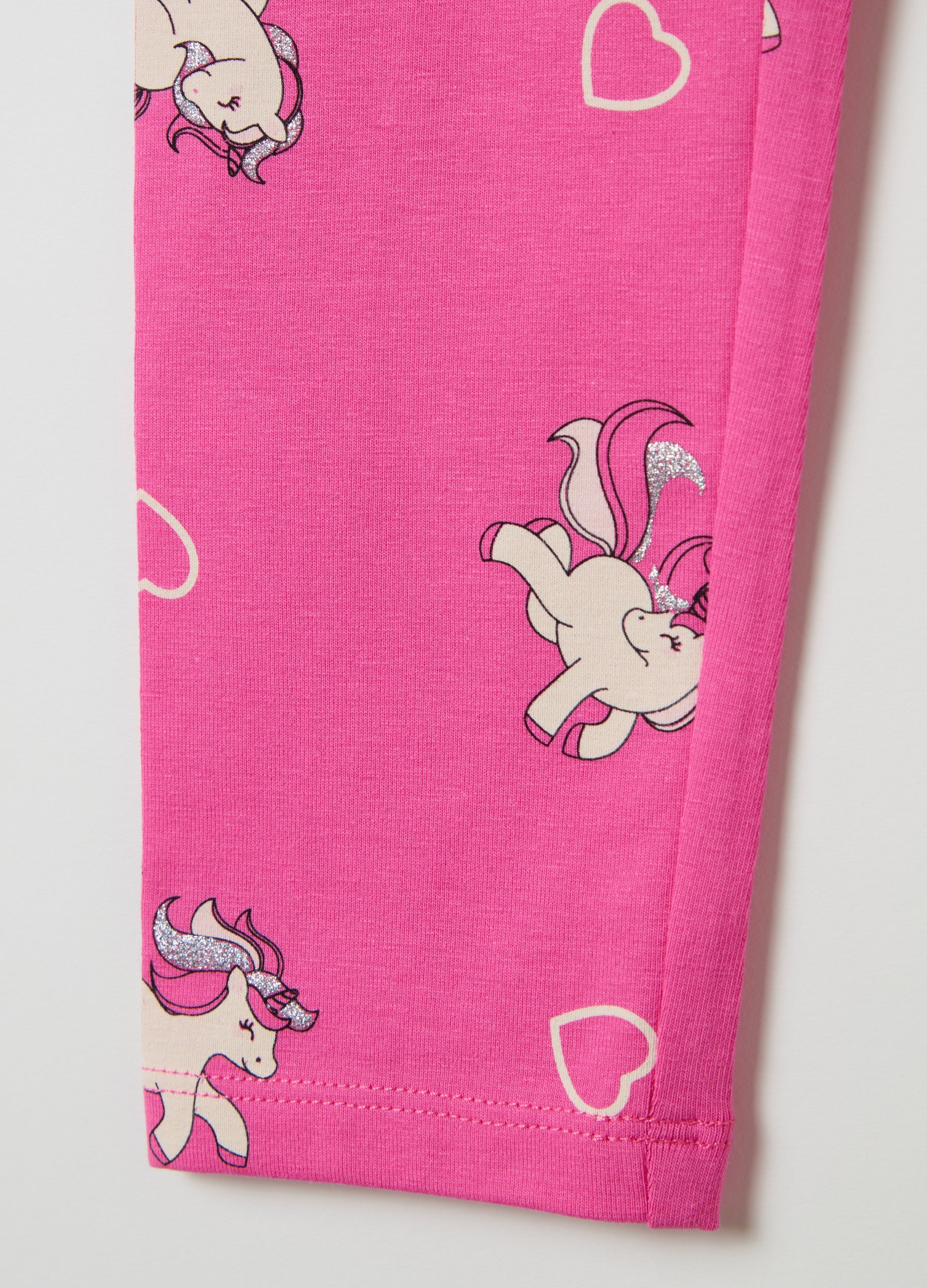 Ovs Stretch Cotton Leggings With Glitter Print