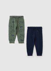 Ovs Two-Pack Fleece Joggers With Drawstring And Print