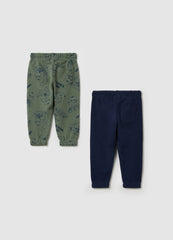Ovs Two-Pack Fleece Joggers With Drawstring And Print