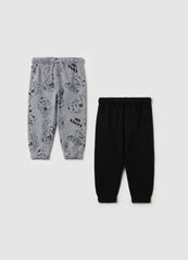 Ovs Two-Pack Fleece Joggers With Drawstring And Print
