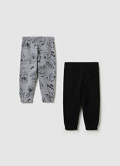 Ovs Two-Pack Fleece Joggers With Drawstring And Print