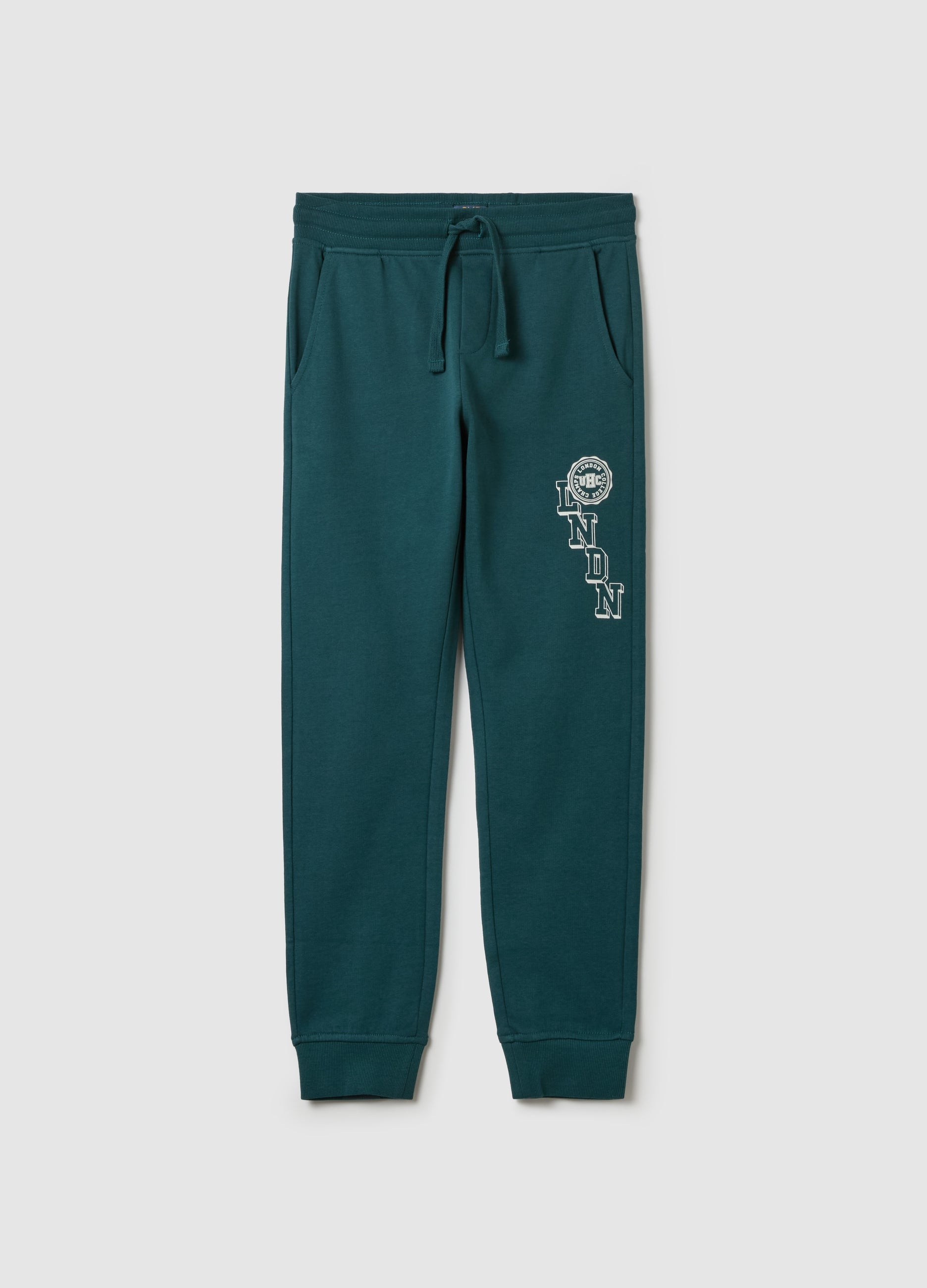Ovs Fleece Joggers With Drawstring And Print