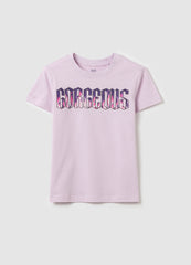 Ovs Cotton T-Shirt With ''Gorgeous'' Print