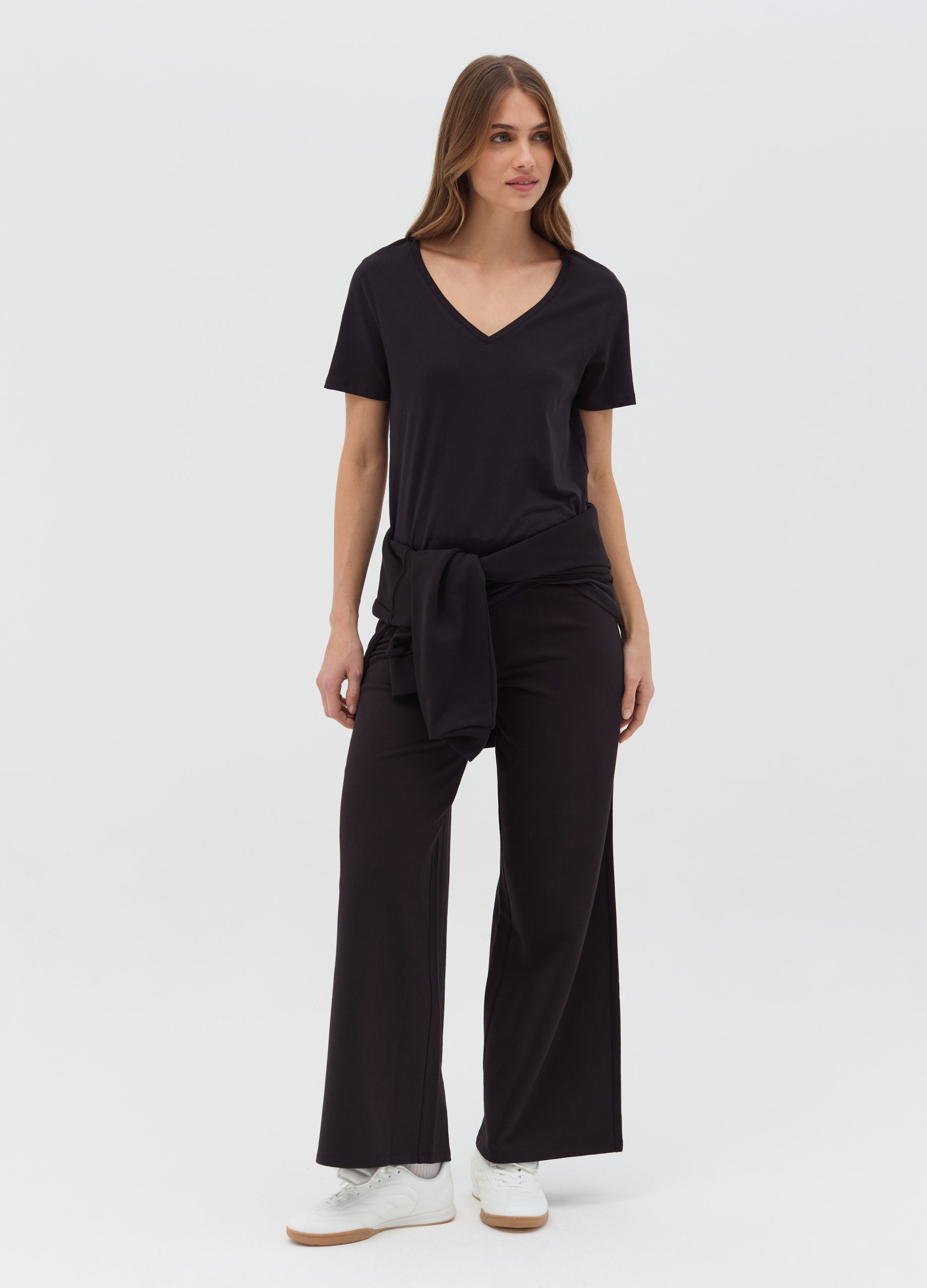 Ovs Organic Cotton T-Shirt With V Neck