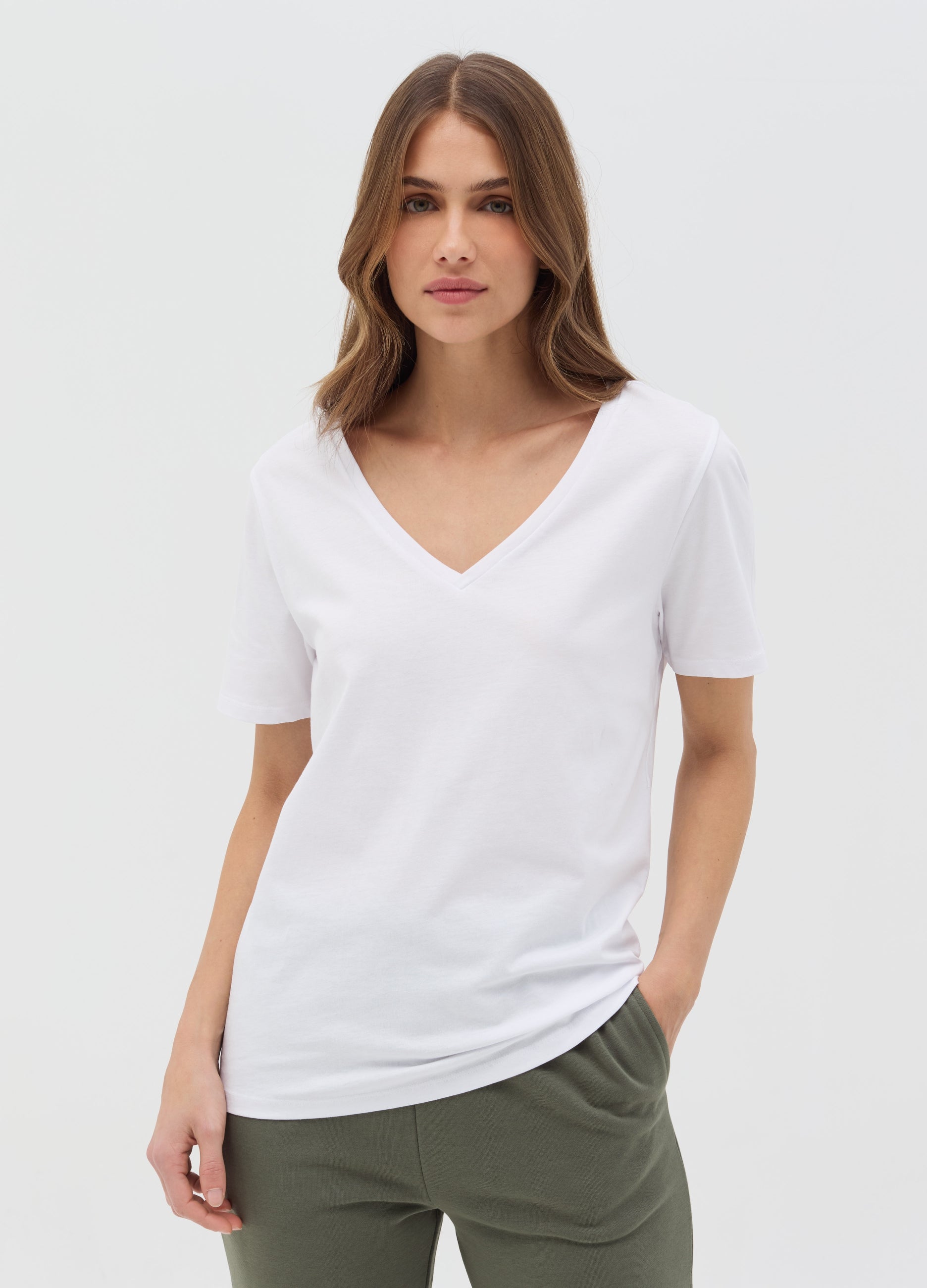 Ovs Essential V-Neck T-Shirt In Cotton