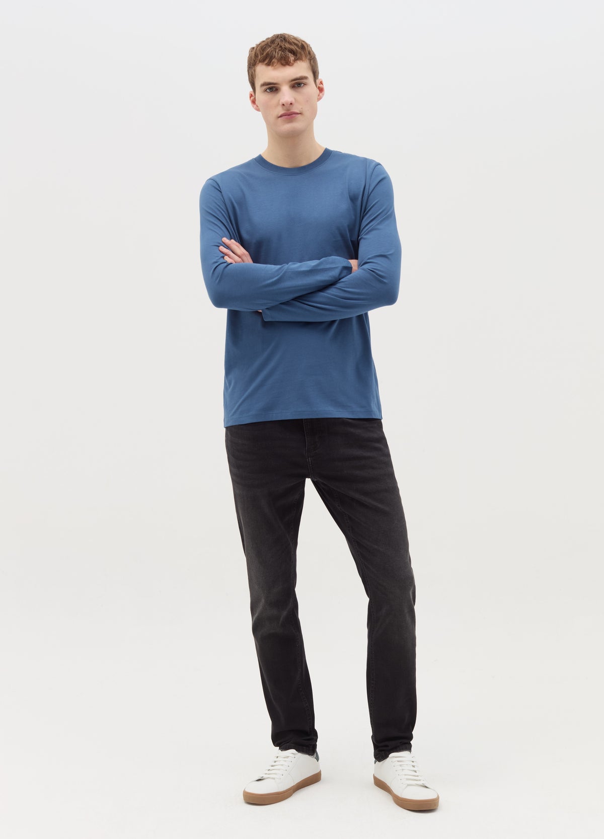 Ovs T-Shirt With Round Neck And Long Sleeves In Cotton